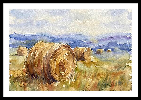 Hay Bales In Serene Landscape