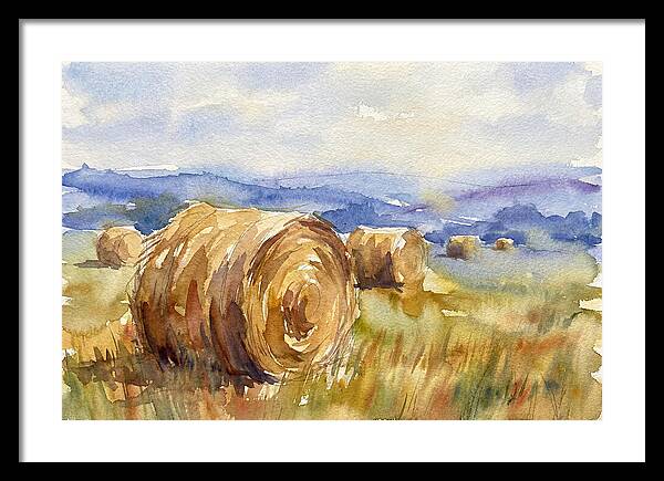 Hay Bales In Serene Landscape