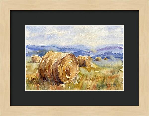Hay Bales In Serene Landscape