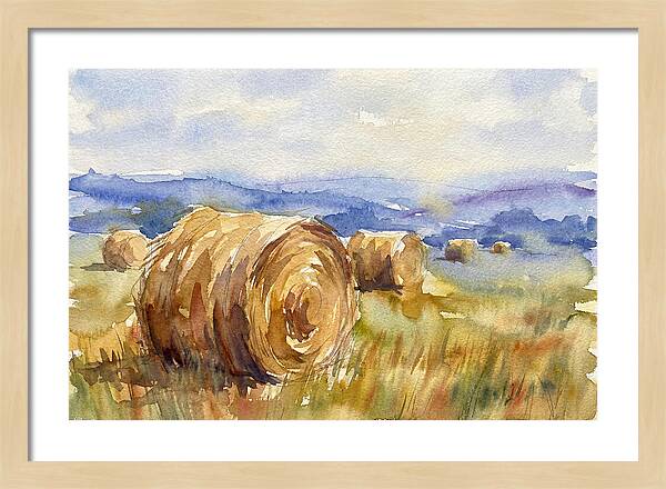 Hay Bales In Serene Landscape