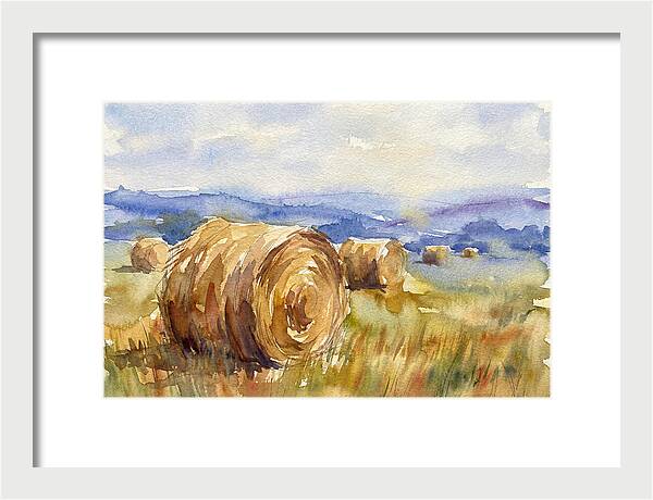 Hay Bales In Serene Landscape