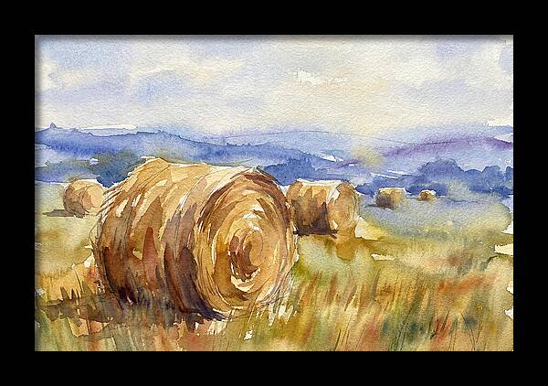 Hay Bales In Serene Landscape