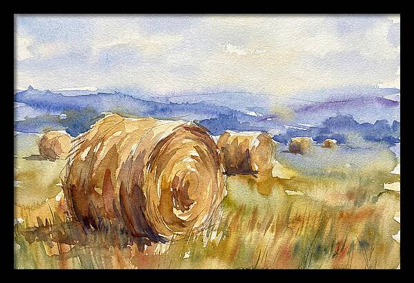 Hay Bales In Serene Landscape