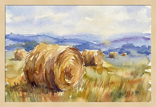 Hay Bales In Serene Landscape