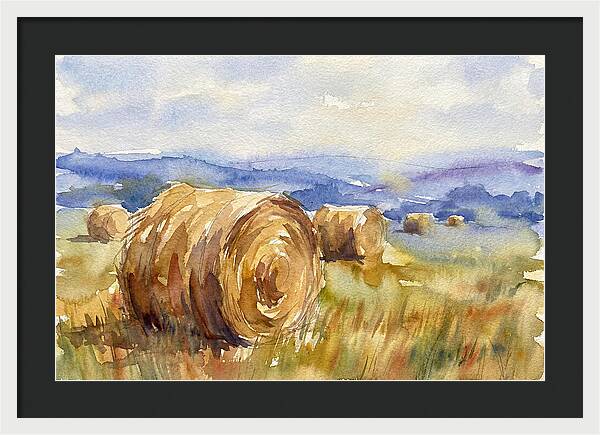 Hay Bales In Serene Landscape