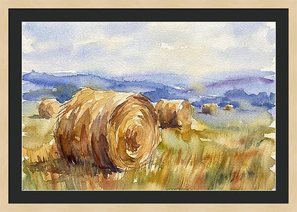 Hay Bales In Serene Landscape