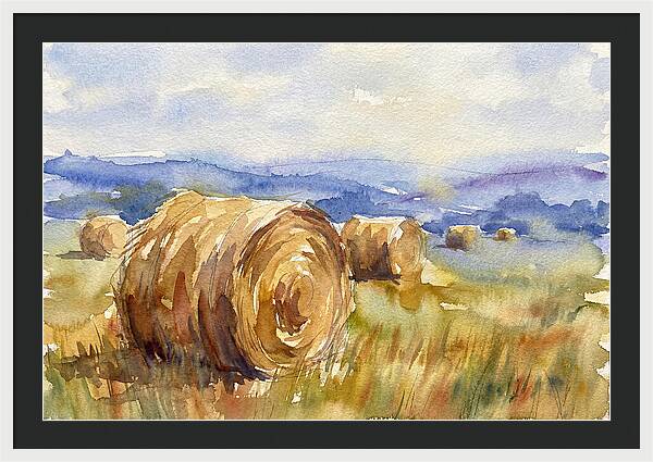 Hay Bales In Serene Landscape