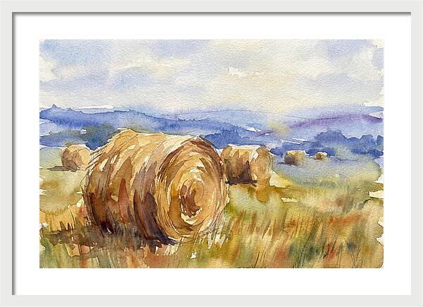 Hay Bales In Serene Landscape