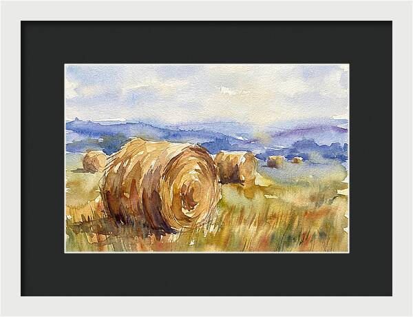 Hay Bales In Serene Landscape