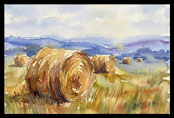 Hay Bales In Serene Landscape