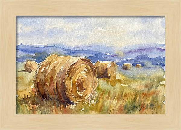 Hay Bales In Serene Landscape