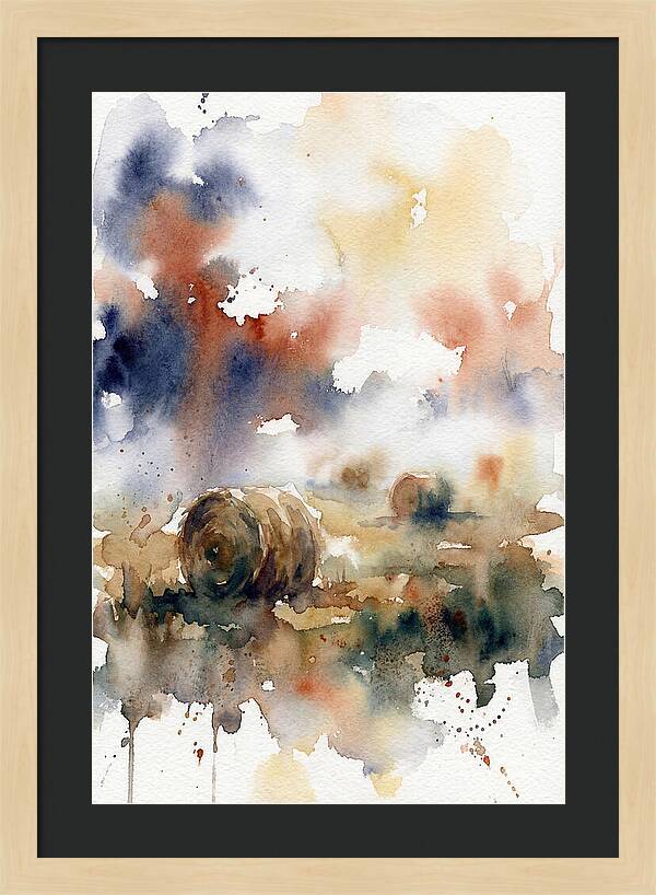 Hay Bales In Watercolor