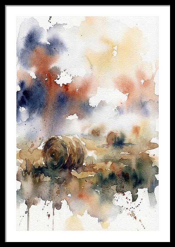 Hay Bales In Watercolor