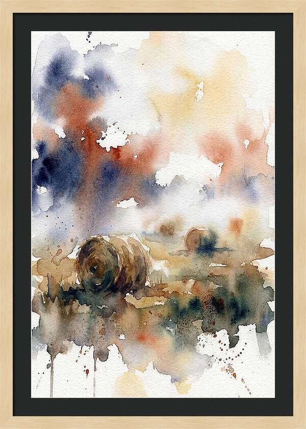 Hay Bales In Watercolor
