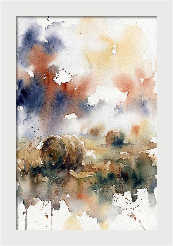Hay Bales In Watercolor