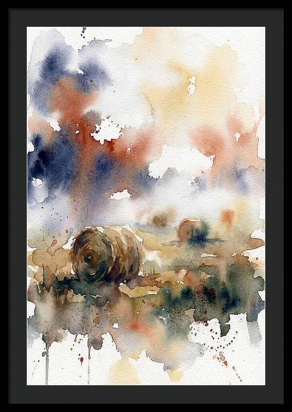 Hay Bales In Watercolor
