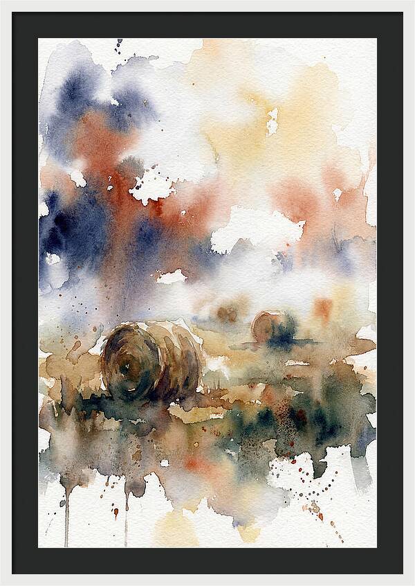 Hay Bales In Watercolor