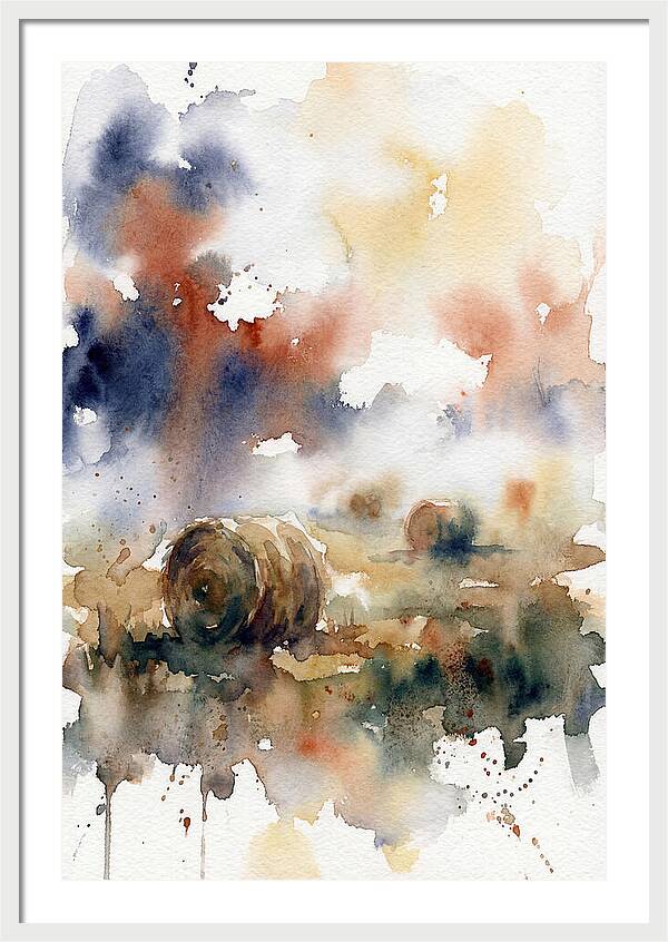 Hay Bales In Watercolor