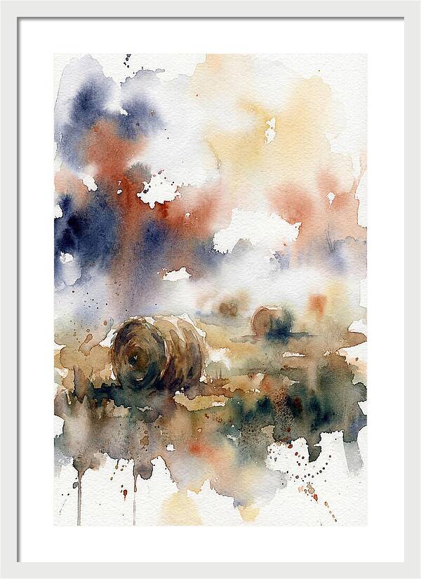 Hay Bales In Watercolor
