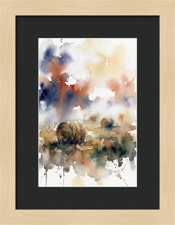 Hay Bales In Watercolor