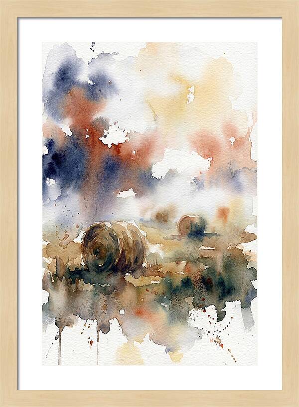 Hay Bales In Watercolor