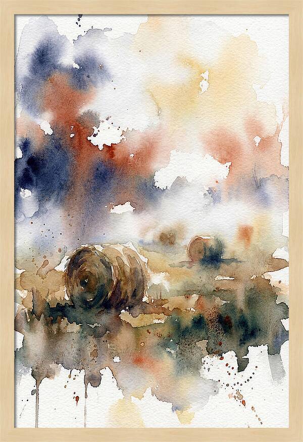 Hay Bales In Watercolor