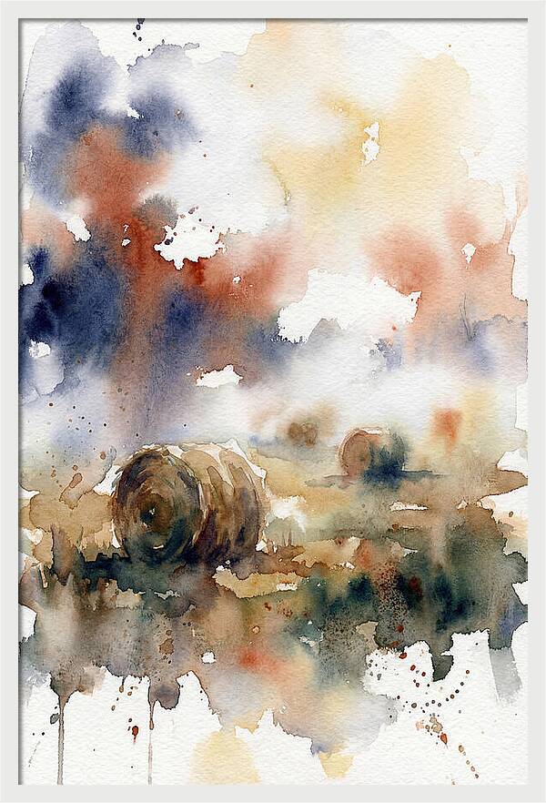 Hay Bales In Watercolor