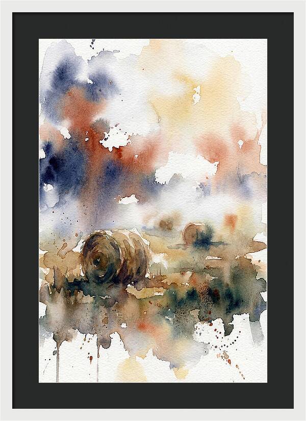 Hay Bales In Watercolor