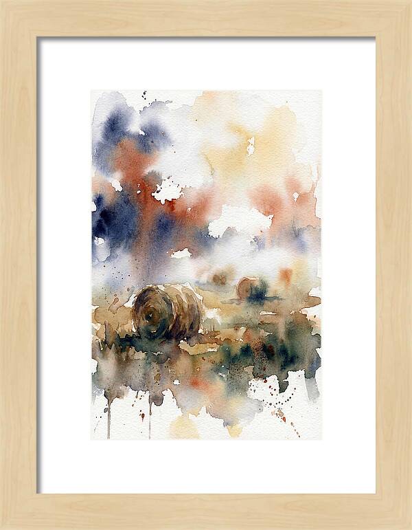 Hay Bales In Watercolor