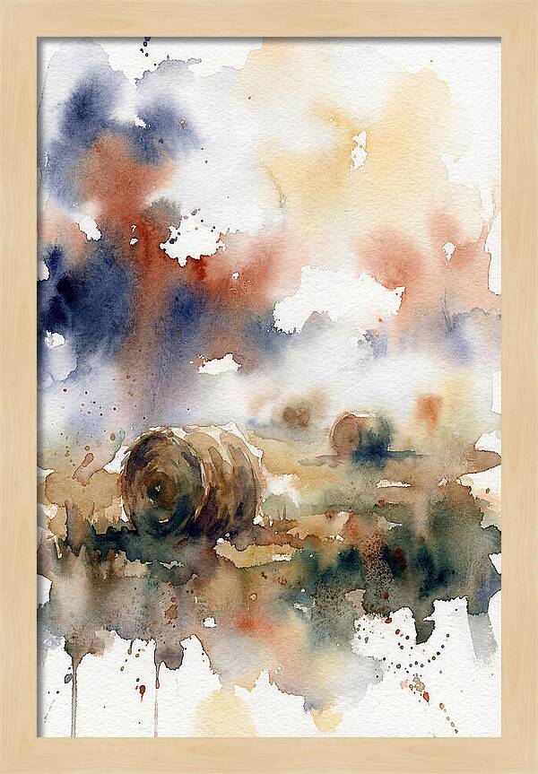 Hay Bales In Watercolor