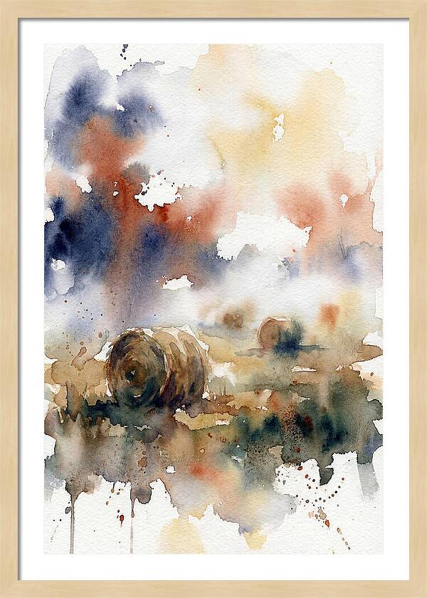 Hay Bales In Watercolor