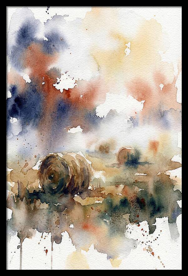 Hay Bales In Watercolor