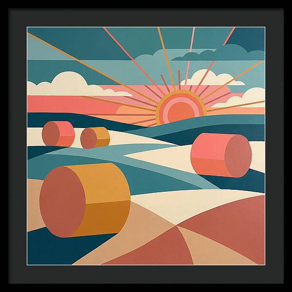 Hay Bales Under Sunrise