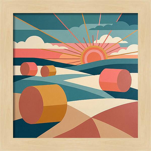 Hay Bales Under Sunrise
