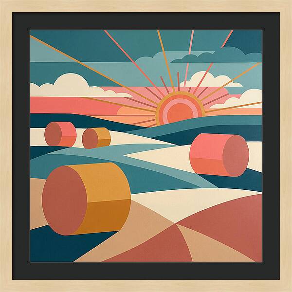 Hay Bales Under Sunrise