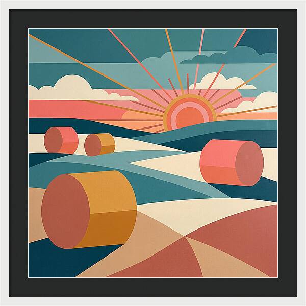 Hay Bales Under Sunrise