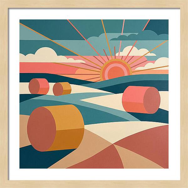 Hay Bales Under Sunrise