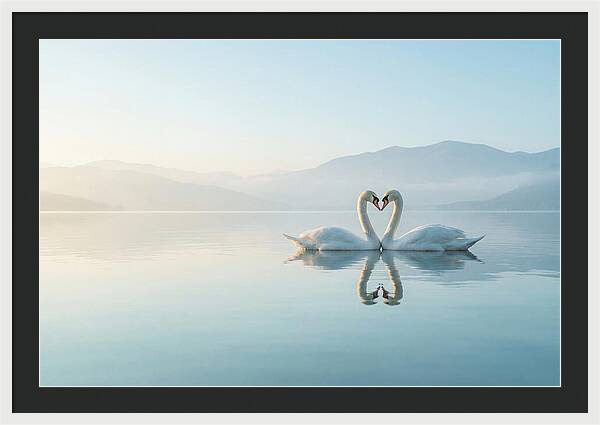 Heartfelt Swans On Tranquil Lake