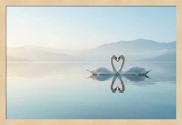 Heartfelt Swans On Tranquil Lake