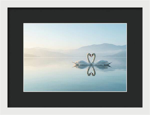 Heartfelt Swans On Tranquil Lake