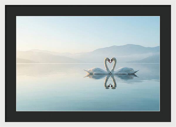 Heartfelt Swans On Tranquil Lake