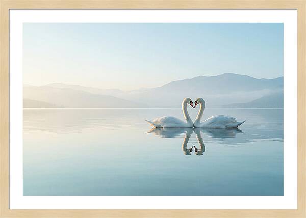 Heartfelt Swans On Tranquil Lake