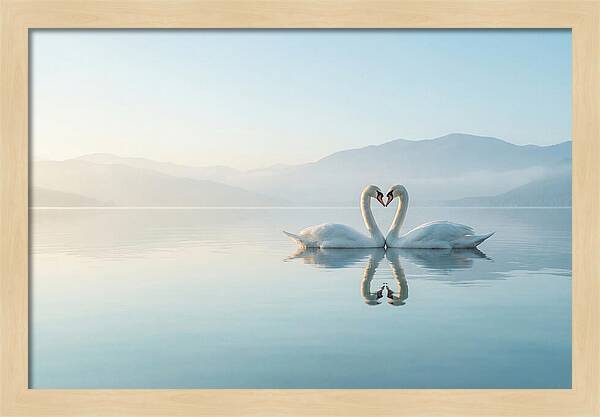 Heartfelt Swans On Tranquil Lake