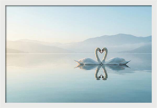 Heartfelt Swans On Tranquil Lake