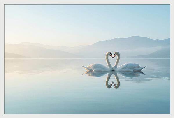 Heartfelt Swans On Tranquil Lake