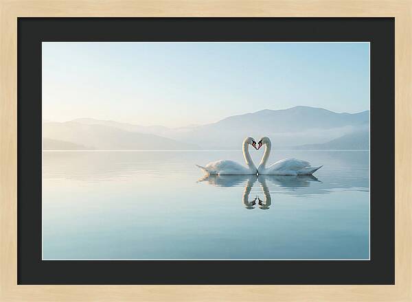 Heartfelt Swans On Tranquil Lake