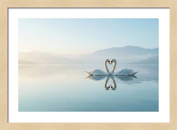 Heartfelt Swans On Tranquil Lake