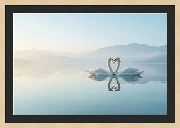 Heartfelt Swans On Tranquil Lake
