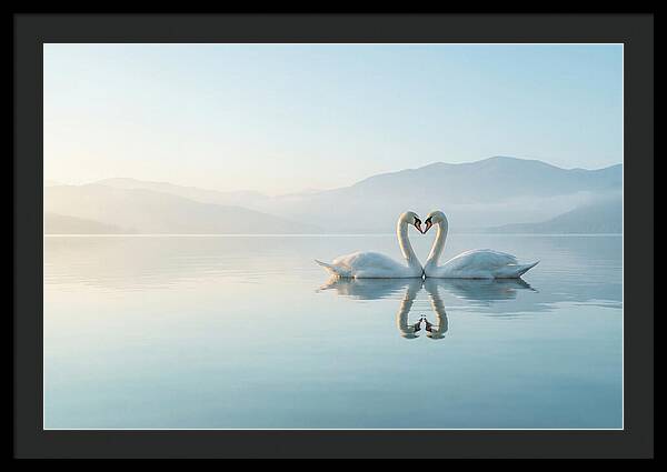 Heartfelt Swans On Tranquil Lake