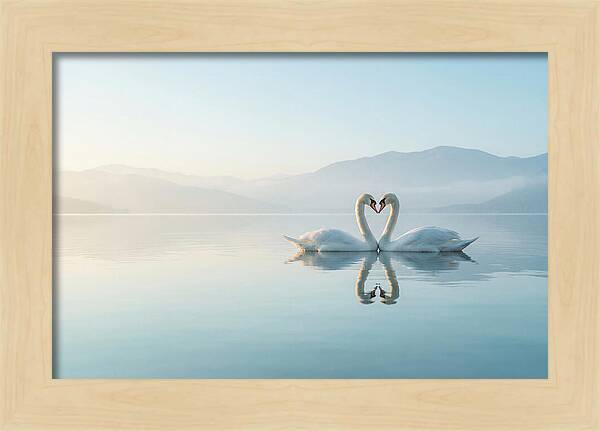 Heartfelt Swans On Tranquil Lake
